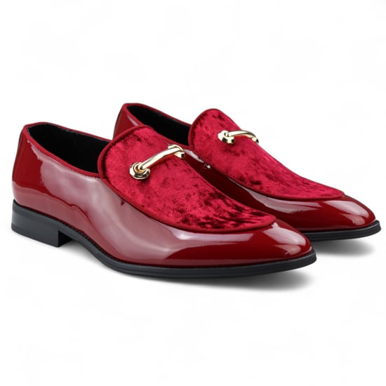 Heren nette rode loafers met leren voering en fluwelen instappers - Image 2