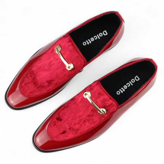 Heren nette rode loafers met leren voering en fluwelen instappers - Image 4