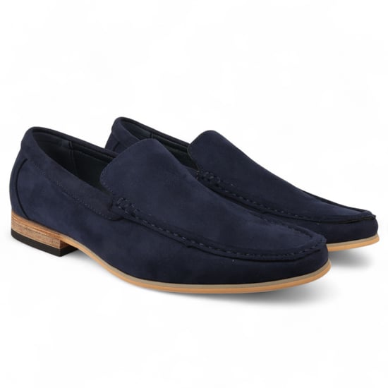 Heren marineblauwe suède loafers, lichtgewicht instappers en casual schoenen - Image 2