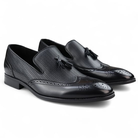 Zwarte mocassin loafers met kwastjes voor heren, elegante instappers - Image 2