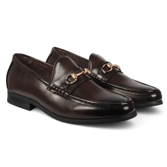 Bruine loafers voor heren met gouden gesp en handige instappers - Image 2