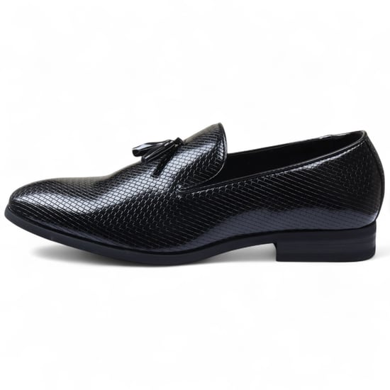 Zwarte formele loafers met kwastjes voor heren, instappers van leer - Image 1
