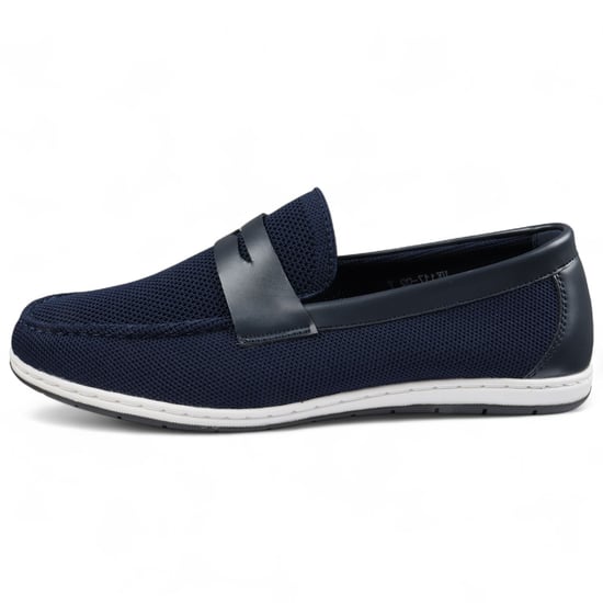 Heren Marineblauwe ademende loafers, lichtgewicht instappers - Image 1
