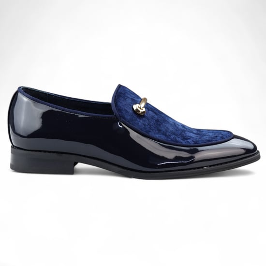 Heren Smart Blue Loafers Leren Gevoerde Fluwelen Instappers - Image 1