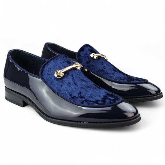 Heren Smart Blue Loafers Leren Gevoerde Fluwelen Instappers - Image 2