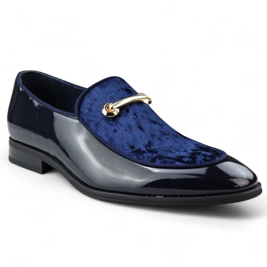 Heren Smart Blue Loafers Leren Gevoerde Fluwelen Instappers - Image 3