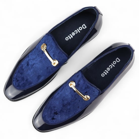 Heren Smart Blue Loafers Leren Gevoerde Fluwelen Instappers - Image 4