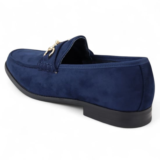 Marineblauwe suède mocassins met leren voering voor heren - Image 5