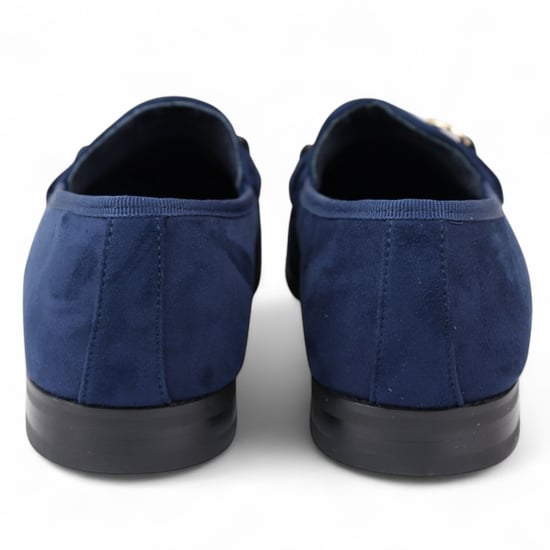 Marineblauwe suède mocassins met leren voering voor heren - Image 6