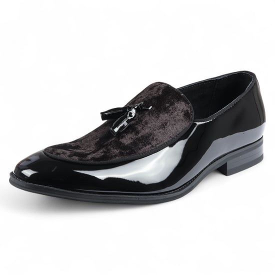 Zwarte fluwelen loafers met kwastjes voor heren, formele lakschoenen - Image 3