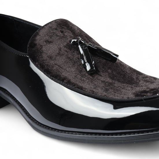 Zwarte fluwelen loafers met kwastjes voor heren, formele lakschoenen - Image 5
