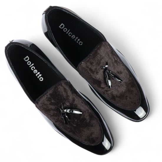 Zwarte fluwelen loafers met kwastjes voor heren, formele lakschoenen - Image 6