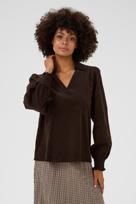 Blouse met lange mouwen CUrhaena Relaxed fit dark brown - Image 3