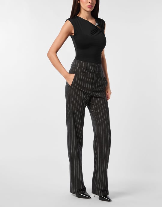 Pinstriped Straight Lady Trousers - Image 4