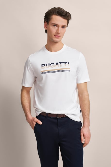 Bugatti Herren T-shirt met rubberen logo-opdruk - Image 1