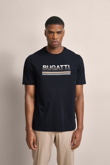 Bugatti Herren T-shirt met rubberen logo-opdruk - Image 1