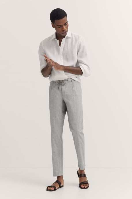 Bugatti Herren Geplooide broek met katoen-linnenmix - Image 4
