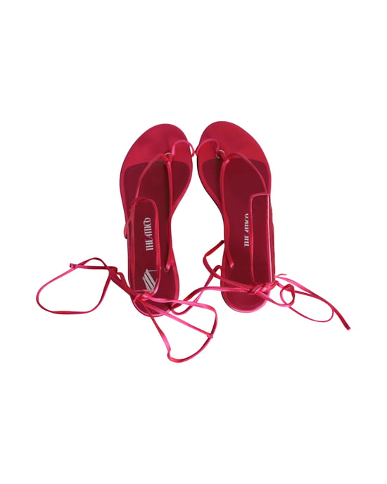 De Attico Kika Laarzen Sandalen met Veters in Roze Satijn - Image 5