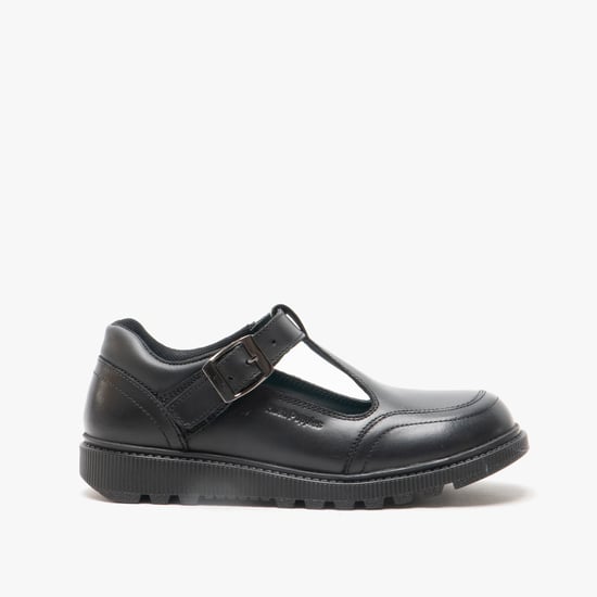 Hush Puppies Kerry Senior Meisjes Zwart Leren Schoenen - Image 1