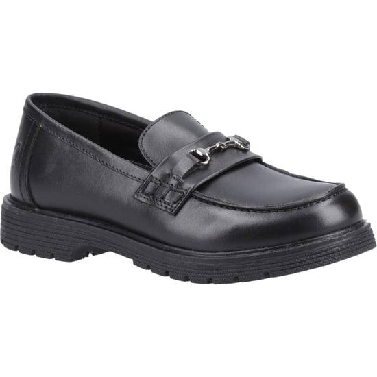 Hush Puppies Lydia Senior Meisjes Zwarte Leren Mocassins - Image 1