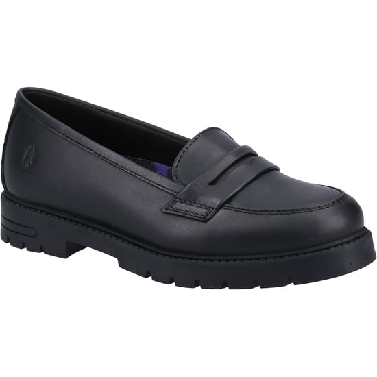 Hush Puppies Hazel Loafer SNR Meisjes Zwarte Leren Mocassins - Image 1