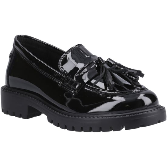 Hush Puppies Abigail Patent Senior Meisjes Zwarte Leren Mocassins - Image 1