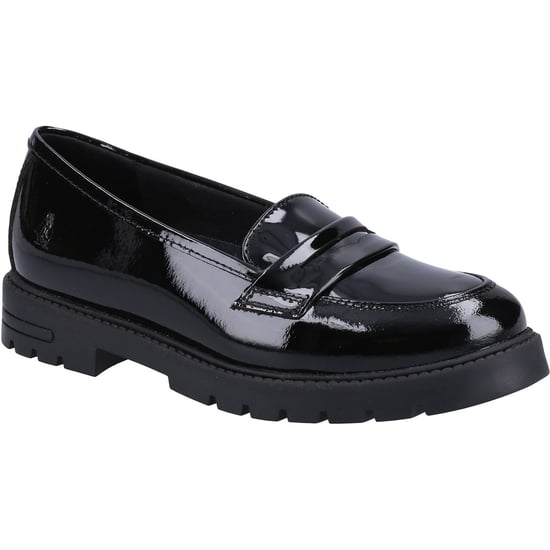 Hush Puppies Hazel Patent SNR Meisjes Zwarte Leren Mocassins - Image 1