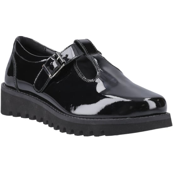 Hush Puppies Florrie T-Bar Meisjes Zwart Leren Schoenen - Image 1