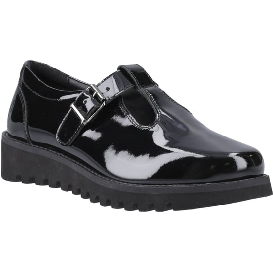 Hush Puppies Florrie T-Bar Meisjes Zwart Leren Schoenen - Image 1