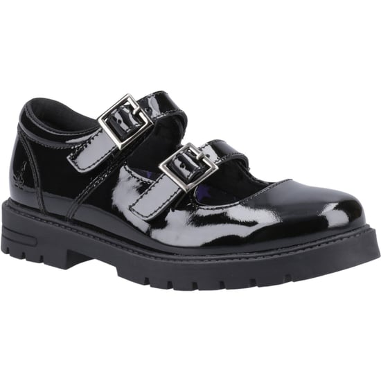 Hush Puppies Ella Patent Junior Meisjes Zwart Leren Schoenen - Image 1