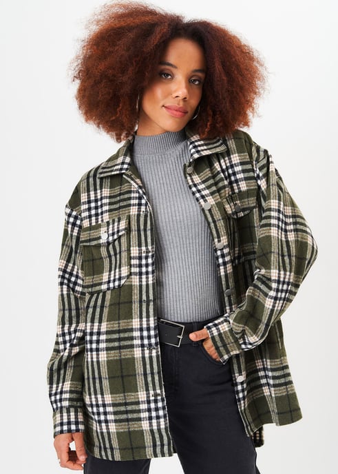 Groen geruit oversized zakdetail jasje - Image 3