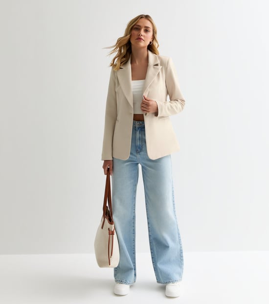 Getailleerde blazer met zakdetail beige - Image 3