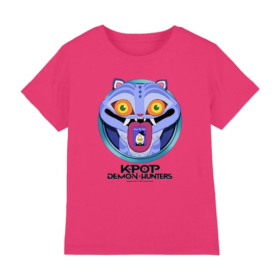 K-Pop Demon Hunters Kinderen/Kinderen Save The Date Derpy Tijger Cartoon T-shirt (Fuchsia) - Image 1