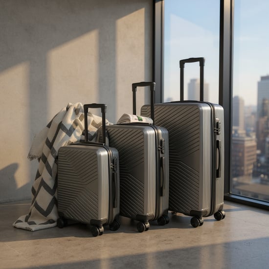 Harde koffer in antracietgrijs, robuuste handbagagekoffer met 8 wielen - Image 1