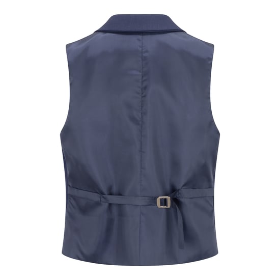 Dames 3-delig, op maat gemaakt, effen marineblauw formeel kantoorpak - Image 6