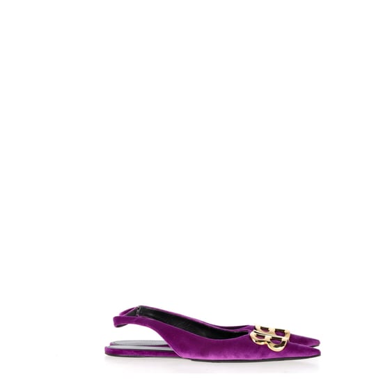 Balenciaga BB Knife Slingback Flats in Paarse Fluwelen - Image 1