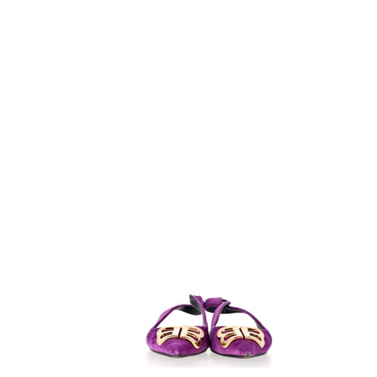 Balenciaga BB Knife Slingback Flats in Paarse Fluwelen - Image 2