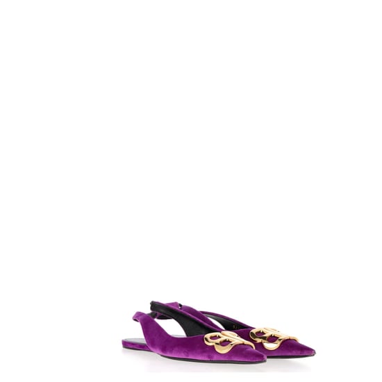 Balenciaga BB Knife Slingback Flats in Paarse Fluwelen - Image 3