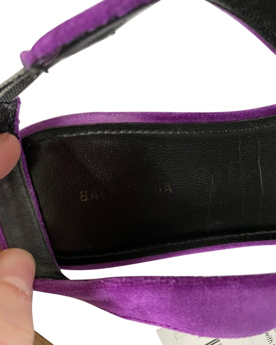 Balenciaga BB Knife Slingback Flats in Paarse Fluwelen - Image 5