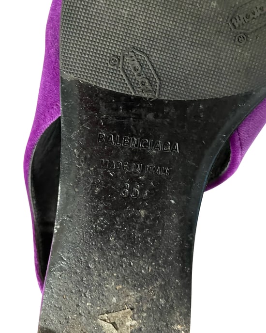 Balenciaga BB Knife Slingback Flats in Paarse Fluwelen - Image 6