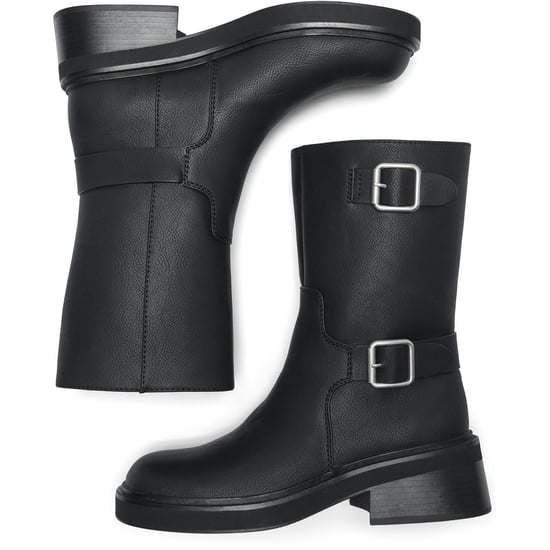 ONLY BUTTER-2 Polyurethaan Dames Zwarte Hak Mid Calf Laarzen - Image 3