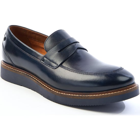Base London Sid Leer Heren Navy Instappers - Image 1