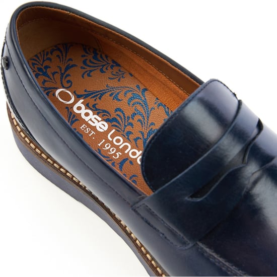Base London Sid Leer Heren Navy Instappers - Image 6