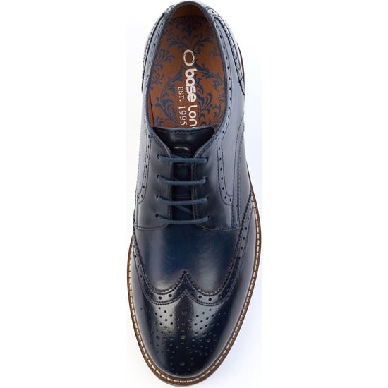 Base London Joe Leren Heren Marineblauwe Brogues Schoenen - Image 4