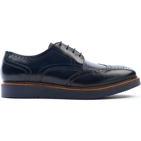 Base London Joe Leren Heren Marineblauwe Brogues Schoenen - Image 5