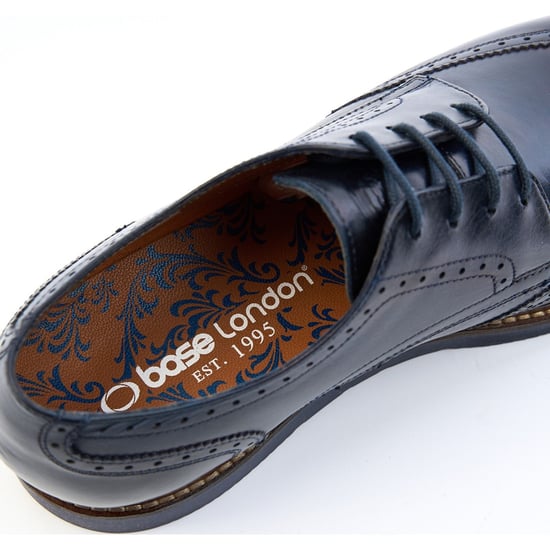 Base London Joe Leren Heren Marineblauwe Brogues Schoenen - Image 6