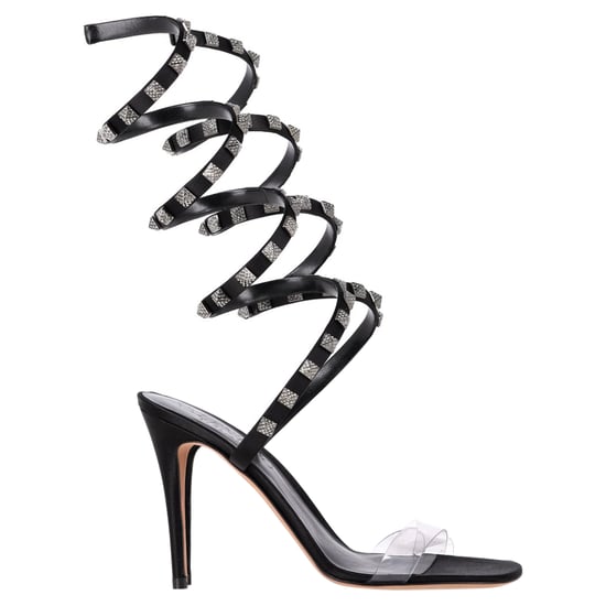 Valentino Garavani Rockstud Wikkelsandalen met Hakken in Zwart Leer - Image 1