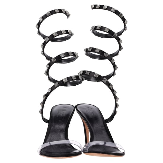 Valentino Garavani Rockstud Wikkelsandalen met Hakken in Zwart Leer - Image 2