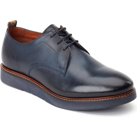Base London Roly Leren Heren Navy Veterschoenen - Image 1