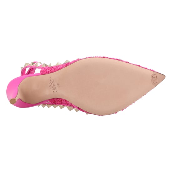 Valentino Caged 100 Tweed & Leren Pump Roze - Image 4